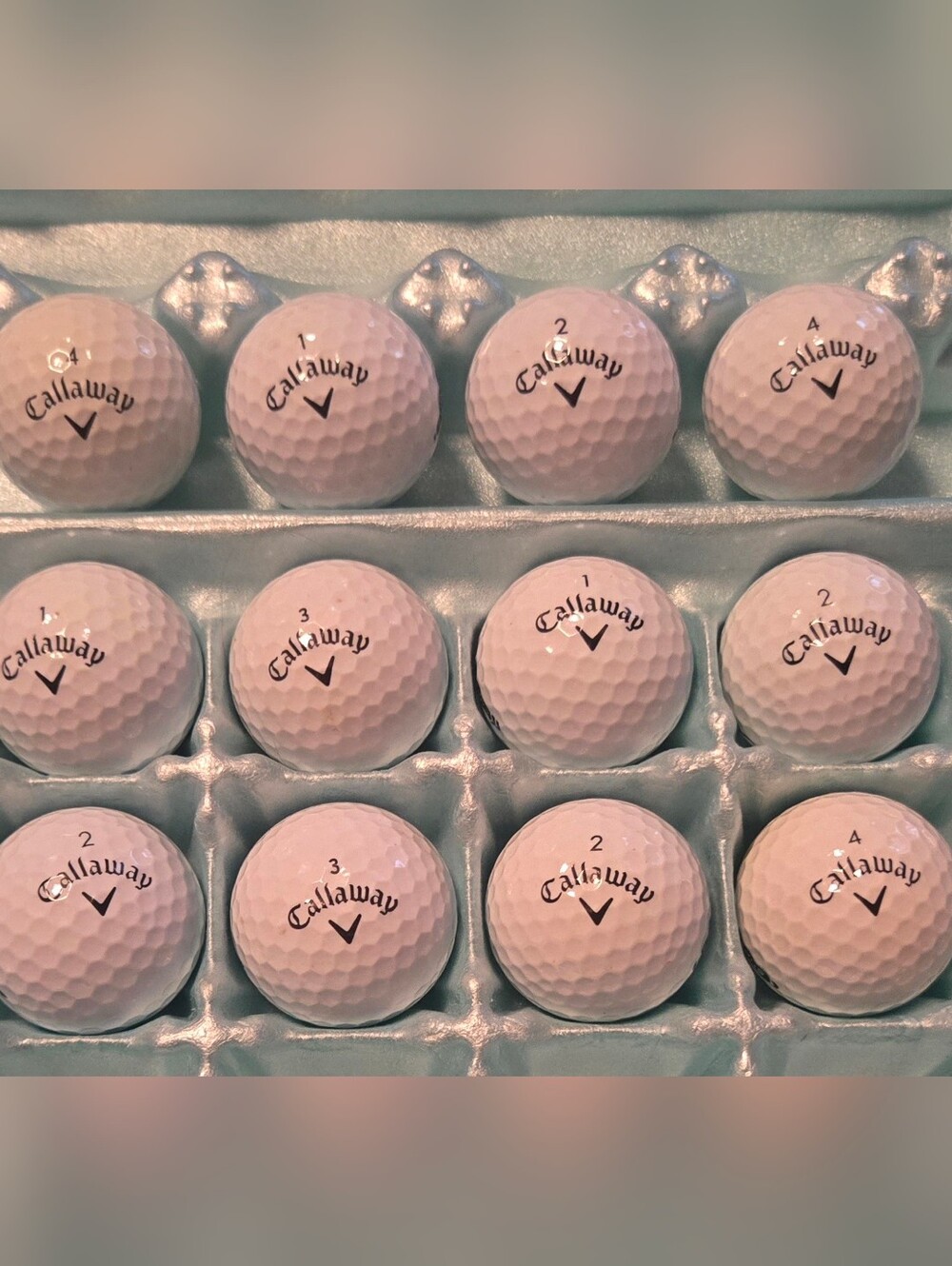 12 Callaway 5A+ Supersoft w/1 Superfast white Golf Balls. No Logos or Markings.